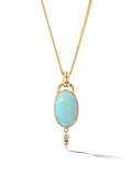 Opal and Pink Sapphire Dewdrop Pendant
