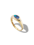Blue Flash Opal Signet Ring