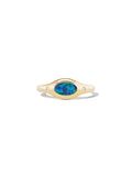 Blue Flash Opal Signet Ring